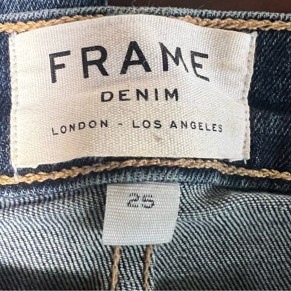 FRAME Denim Le High Straight Jeans Chewed Hem Rue Distressed Size 25 - Picture 8 of 12